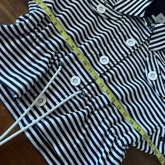 CAbi Women Medium Blue/White Nautical Striped Harbor Jacket Drawstring 5654 NWOT - Picture 4 of 8